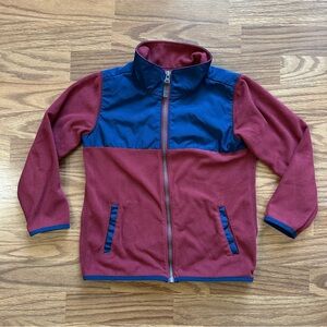 Carter’s Kid Boys Fleece Full Zip Jacket Sweater Size 7 7A Maroon Navy Blue EUC!